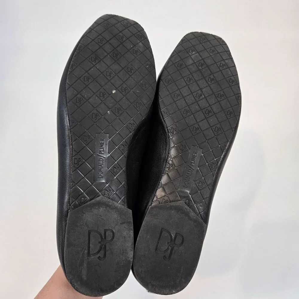 Donald Pliner Black Patent & Smooth Halia Loafers Square Toe Women's Size US 8
